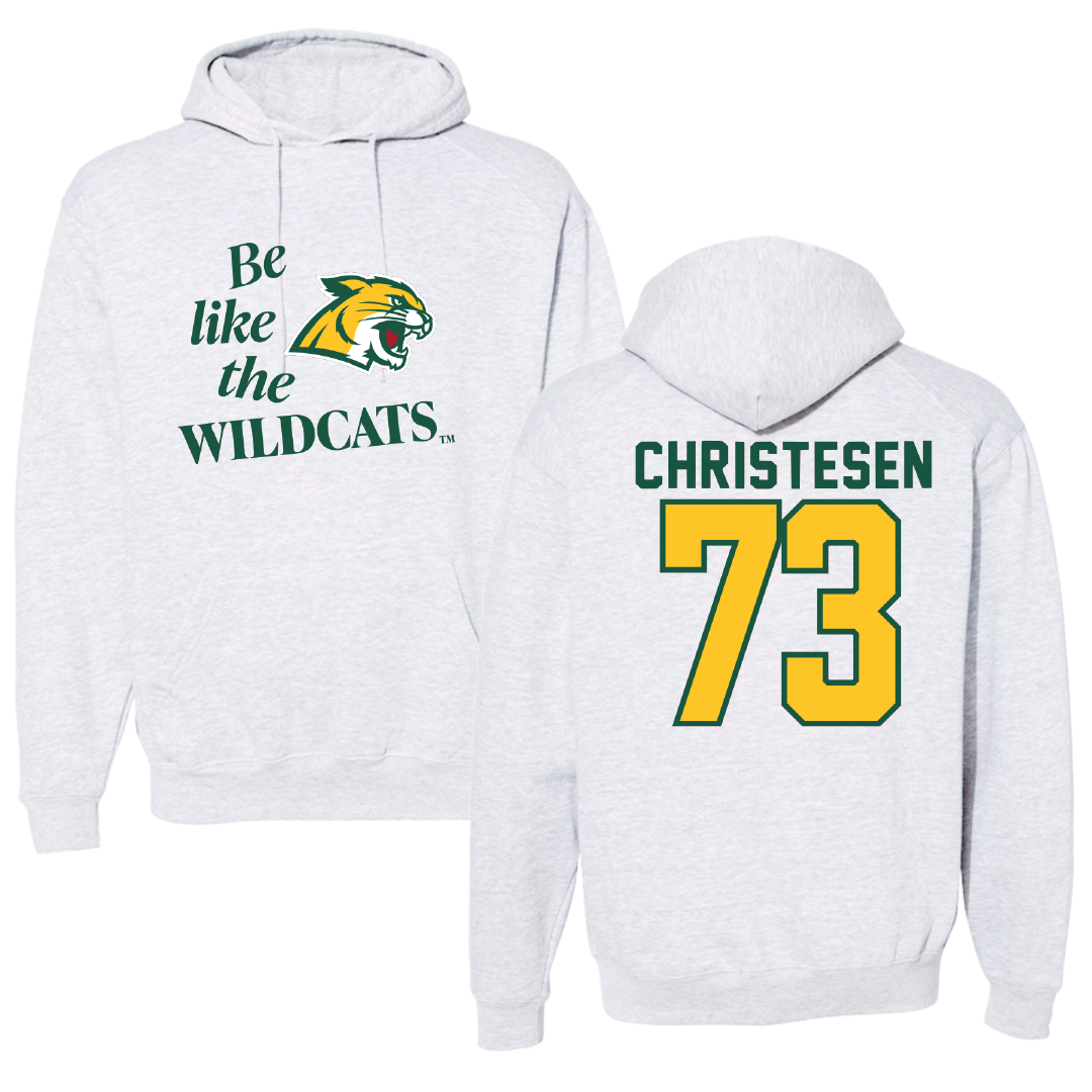 Northern Michigan University Football Light Gray Be Like Us Hoodie - #73 Charlie Christesen