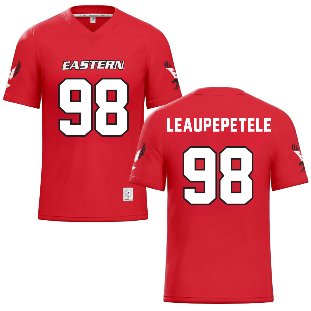 Eastern Washington University Red Football Jersey - #98 Jirah Leaupepetele