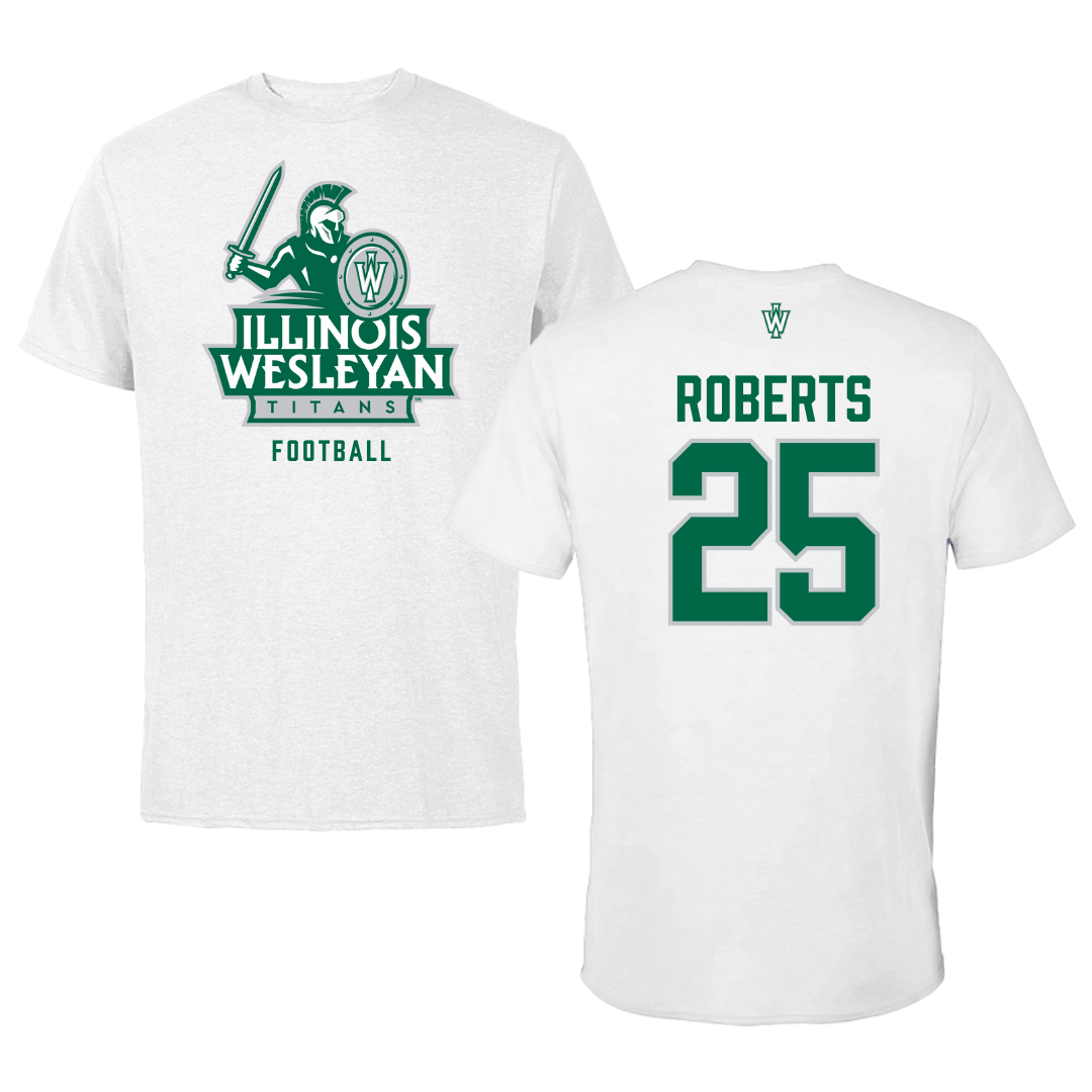 Illinois Wesleyan University Football White Performance Tee - #25 Jaxson Roberts