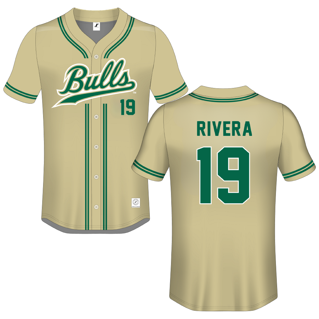 University of South Florida Gold Button-Down Jersey - #19 Alanah Rivera