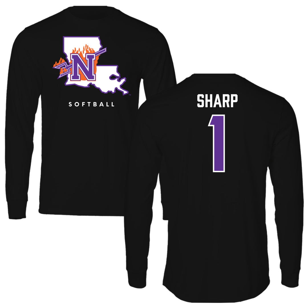 Northwestern State University Softball Black Block Long Sleeve - #1 Skye Sharp