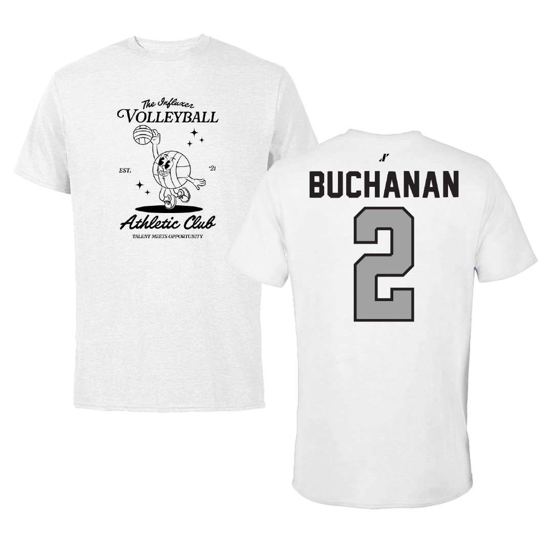 Volleyball White Influxer Athletic Club Tee - #2 Kenna Buchanan