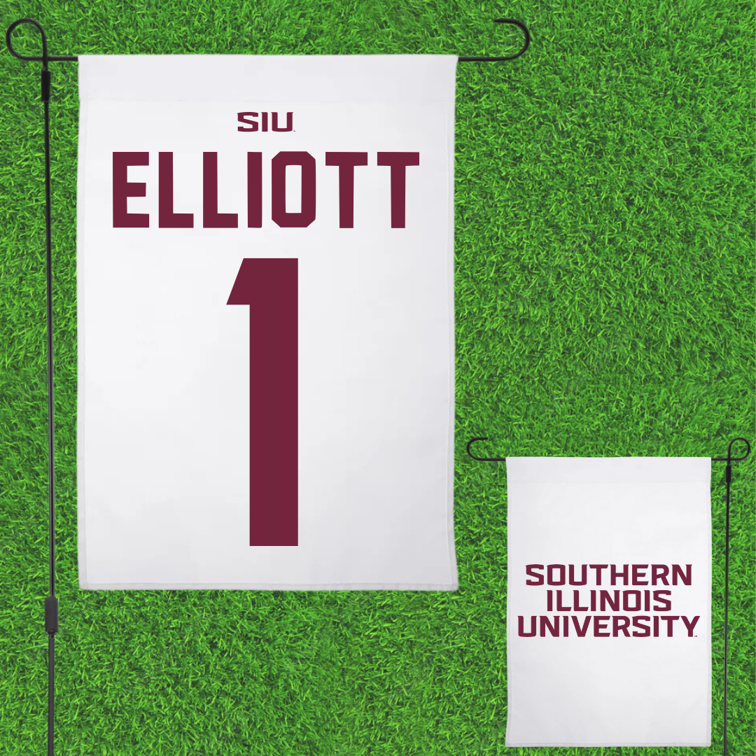 Southern Illinois University at Carbondale Football White Garden Flag - #1 Romeir Elliott