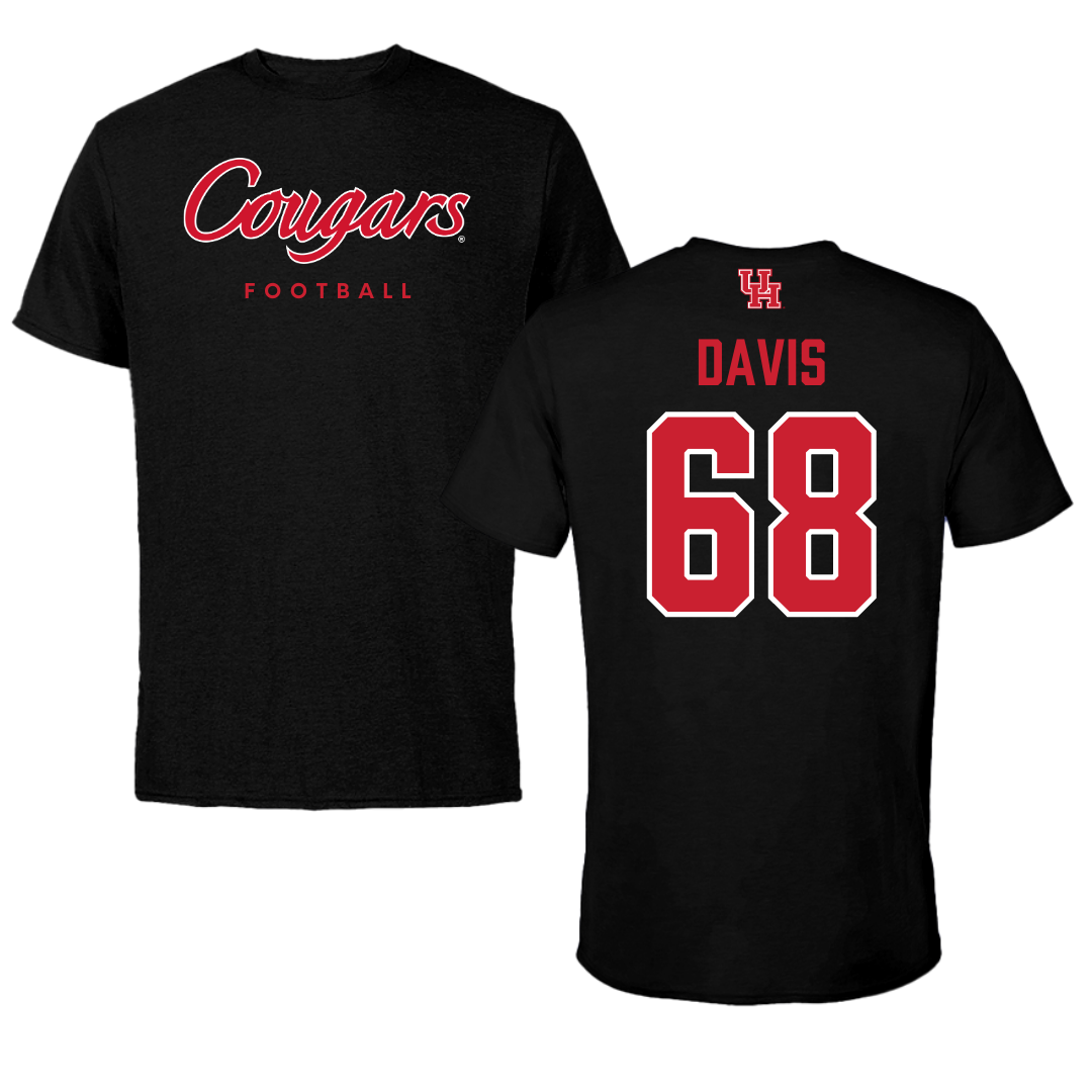 University of Houston Football Black Tee - #68 Kaleb Davis