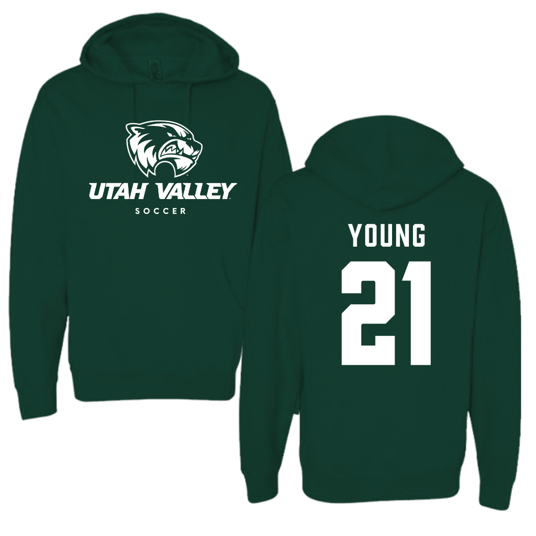 Utah Valley University Soccer Forest Green Hoodie - #21 Elle Young