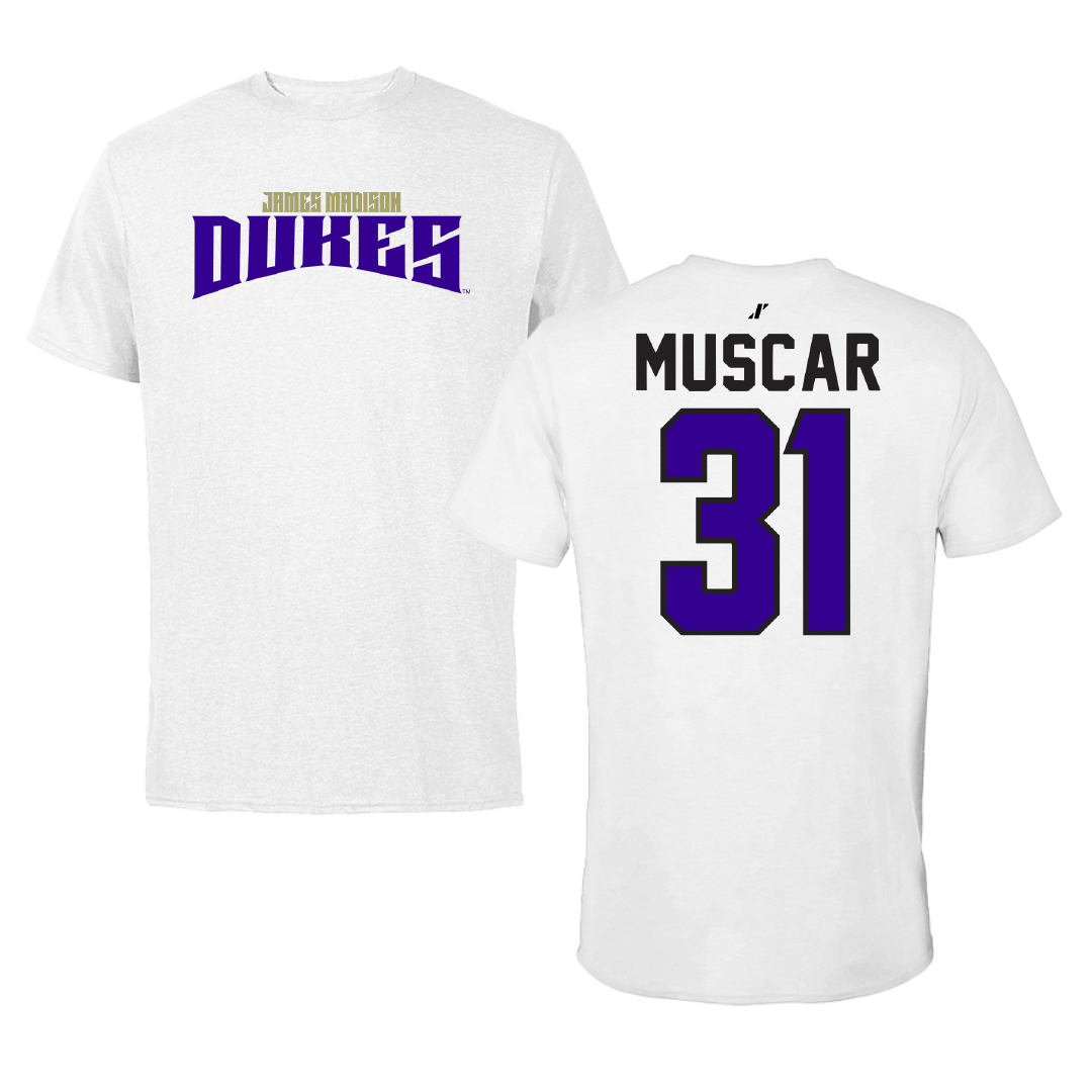James Madison University Baseball White Classic Tee - #31 Tyler Muscar
