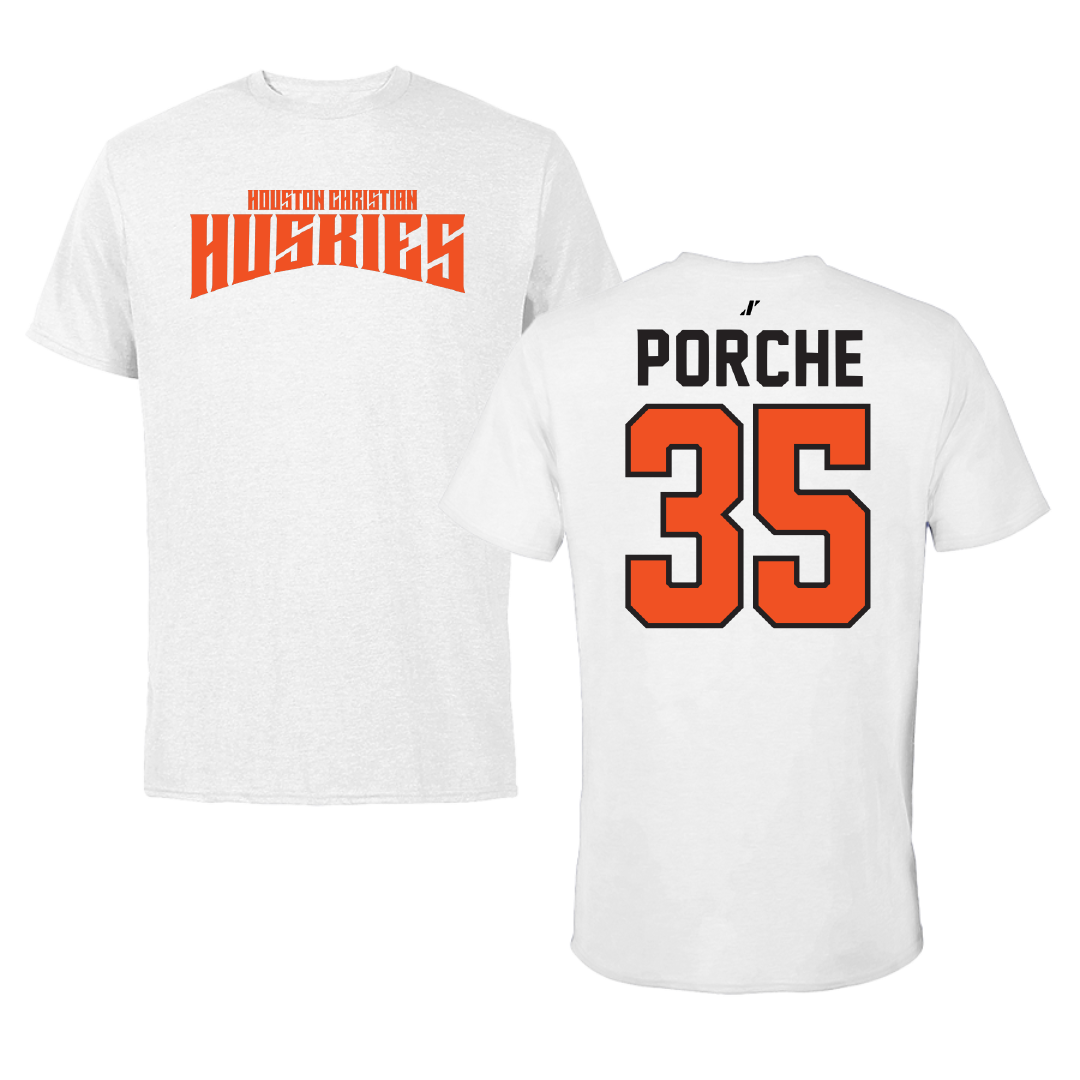 Houston Christian University Baseball White Classic Performance Tee - #35 Ryan Porche