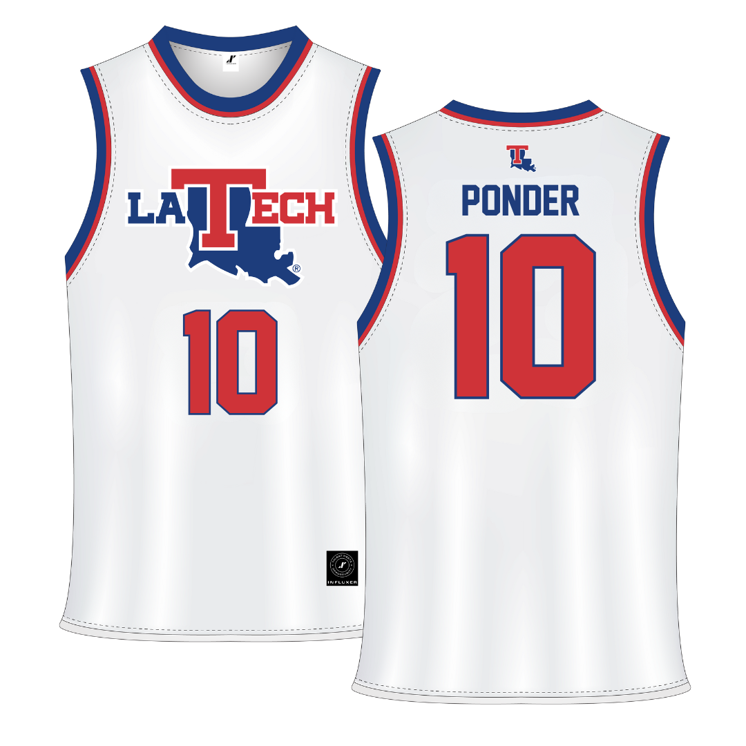 Louisiana Tech University White Basketball Jersey - #10 Ben Ponder