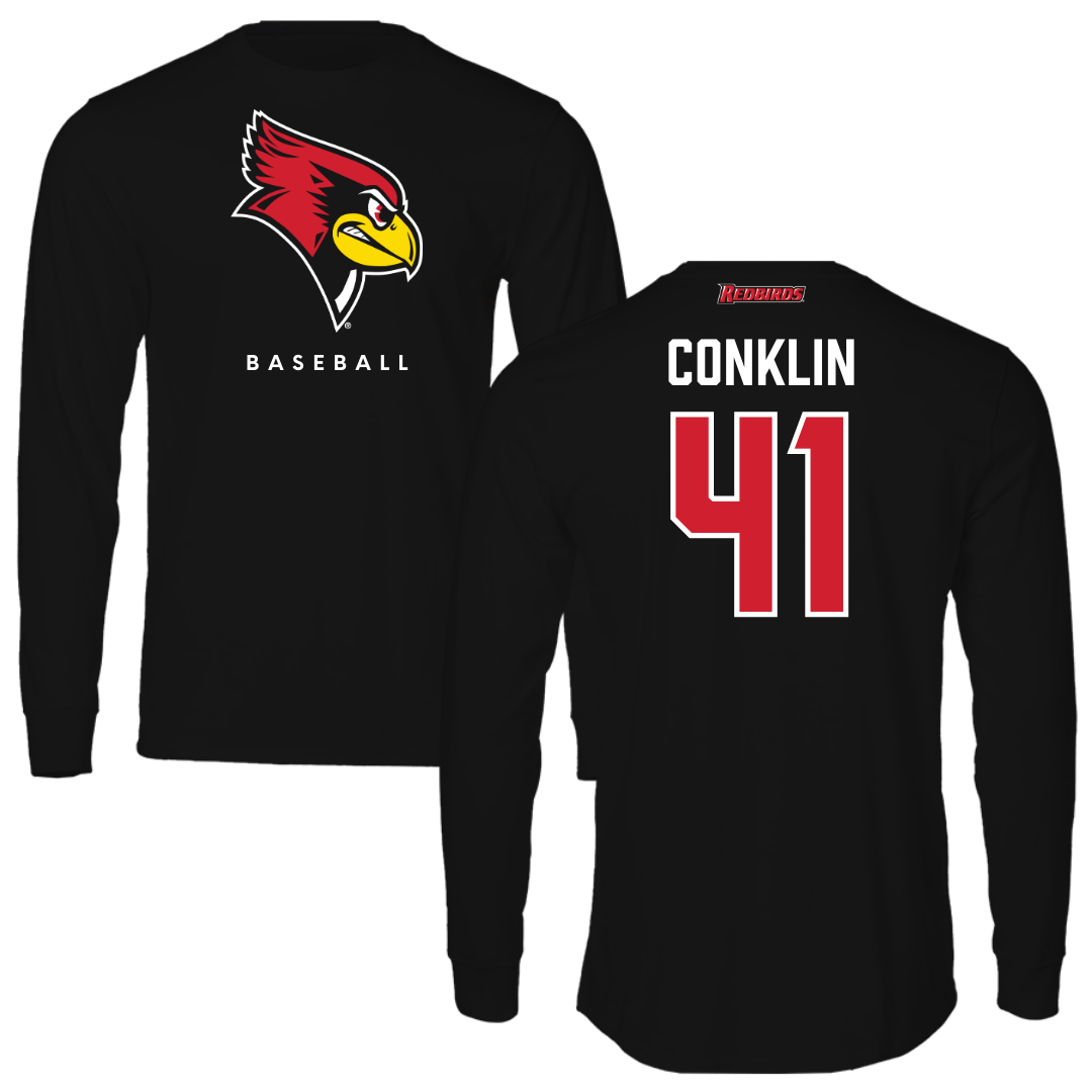 Illinois State University Baseball Black Mascot Performance Long Sleeve - #41 MacCallan Conklin