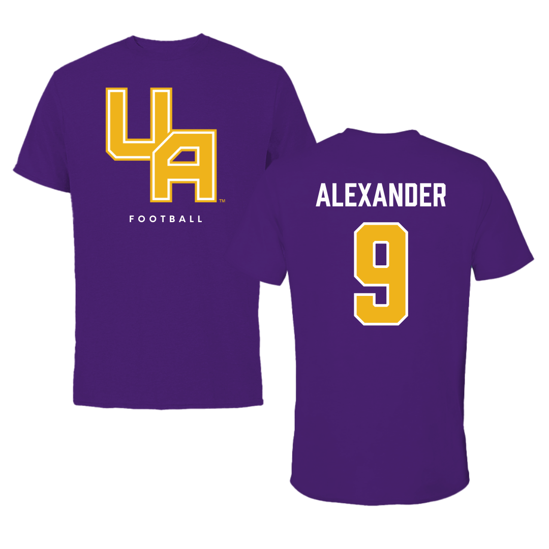 University at Albany Football Purple Block Tee - #9 Landon Alexander