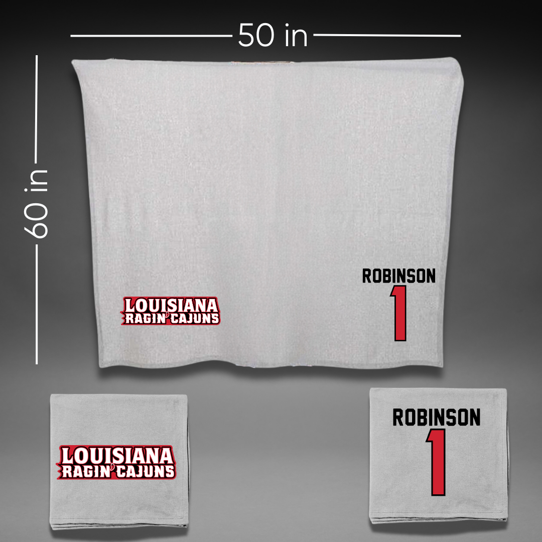 University of Louisiana at Lafayette Basketball Gray Blanket - #1 Tamiah Robinson