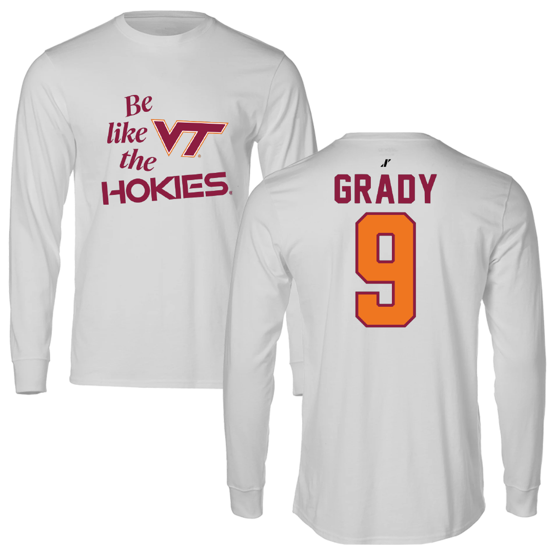 Virginia Tech Baseball Light Gray Be Like Us Performance Long Sleeve - #9 Clay Grady