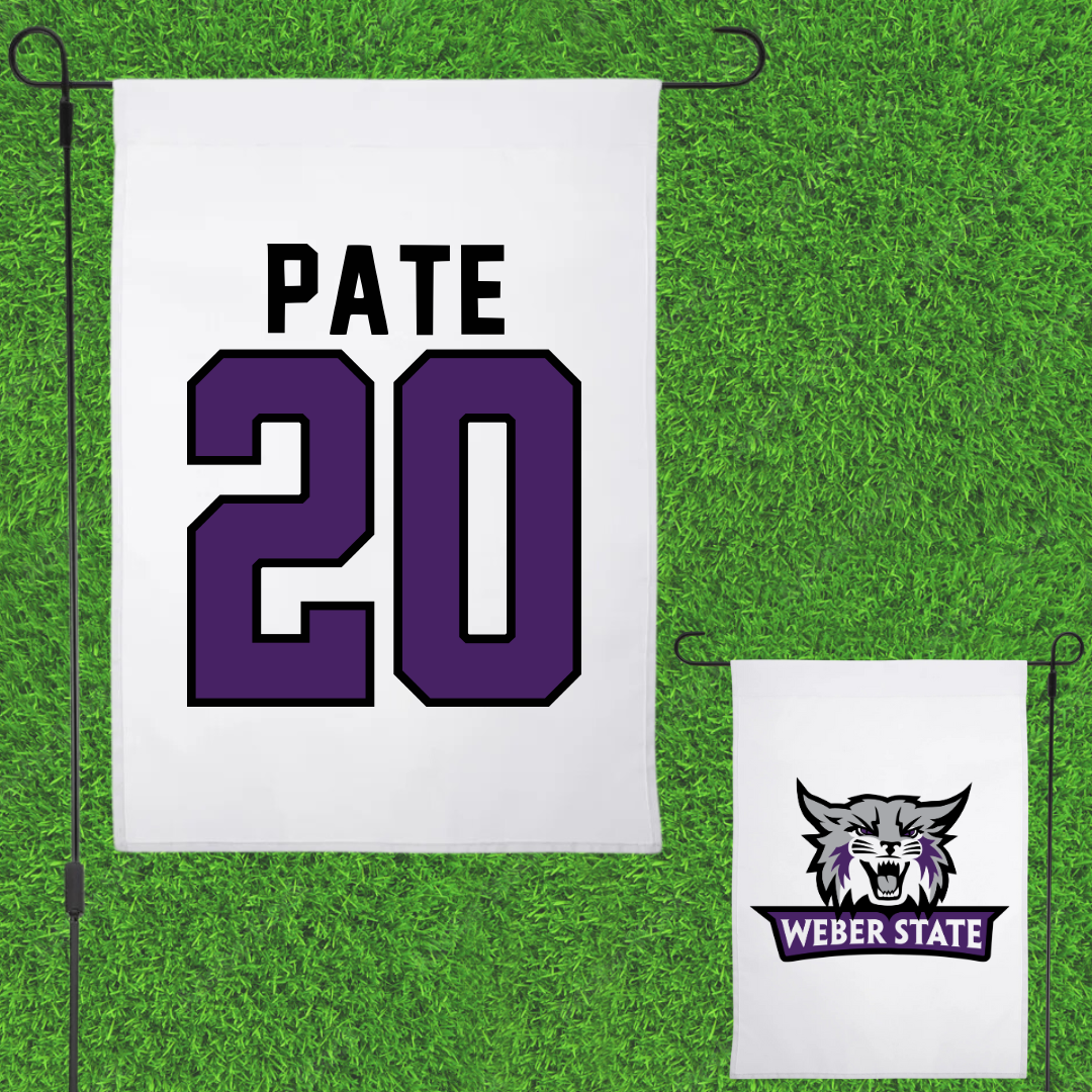 Weber State University Football White Garden Flag - #20 Montae Pate