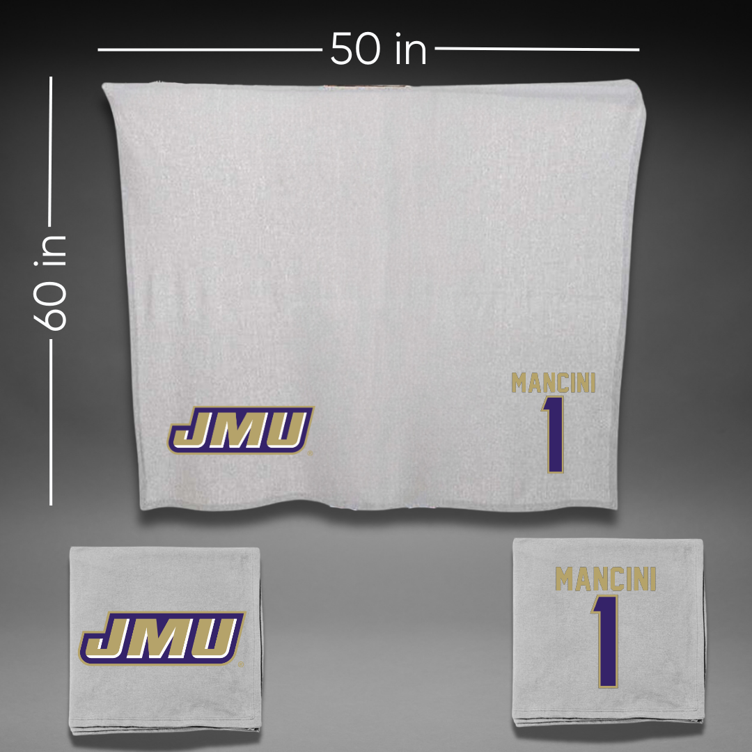 James Madison University Baseball Gray Blanket - #1 Mike Mancini