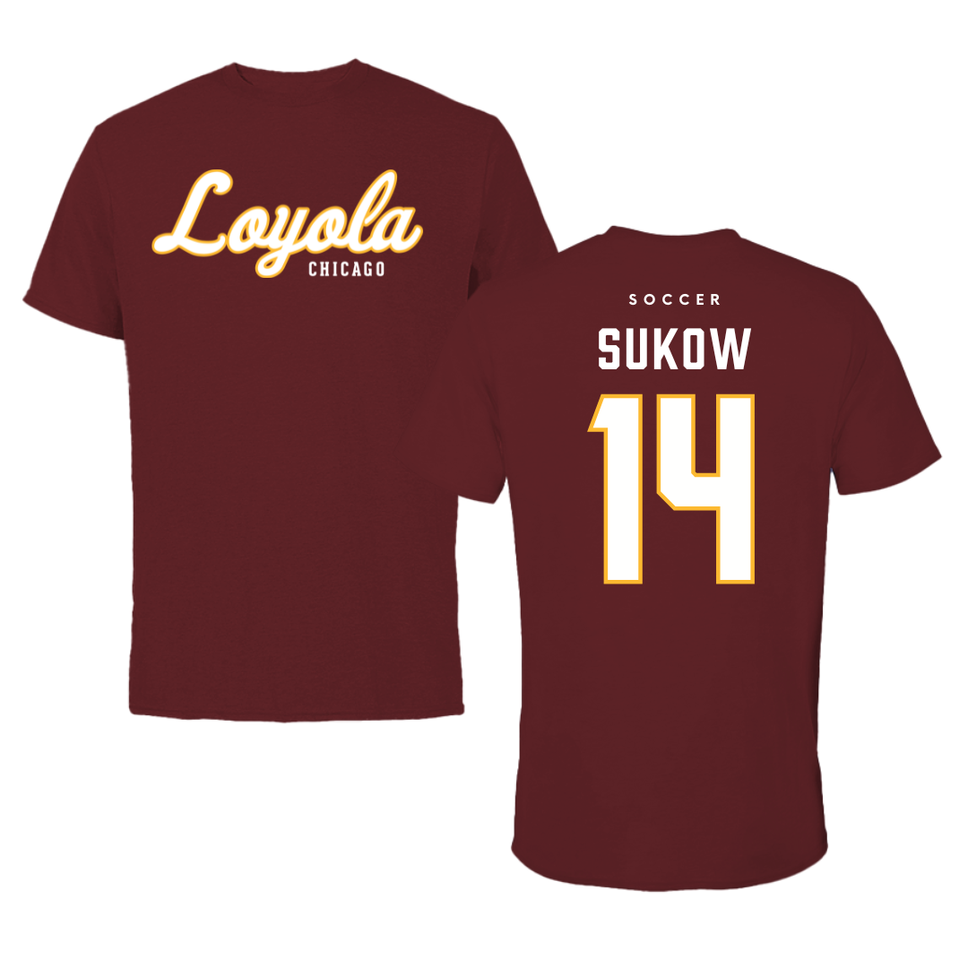 Loyola University-Chicago Soccer Maroon Loyola Tee - #14 Jason Sukow