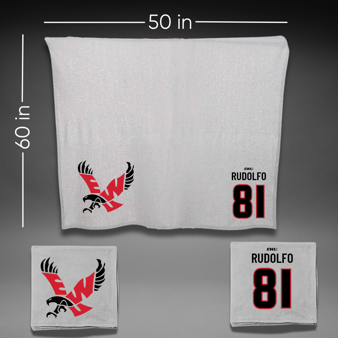 Eastern Washington University Football Gray Blanket - #81 Riley Rudolfo