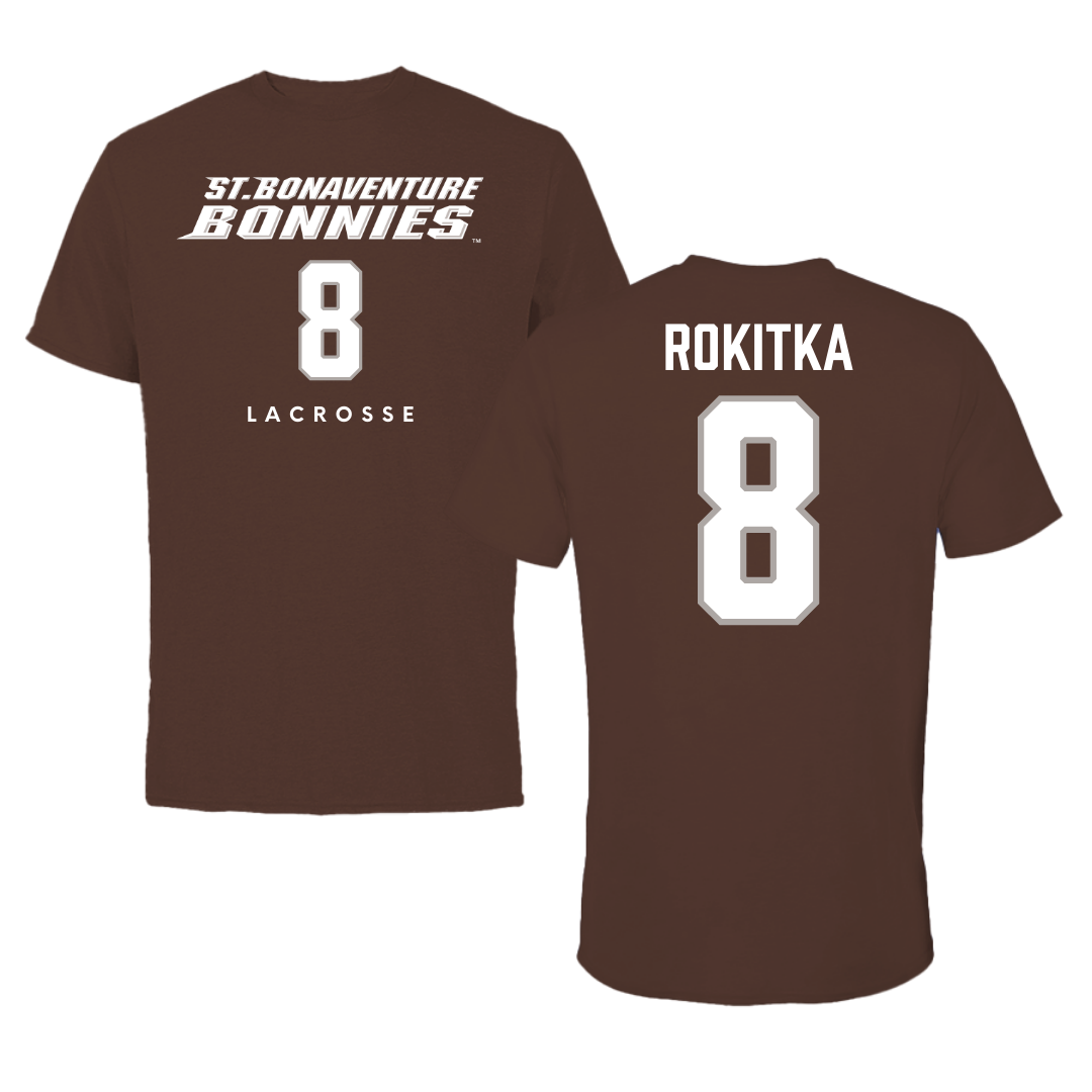St. Bonaventure University Lacrosse Brown Tee - #8 Katelyn Rokitka