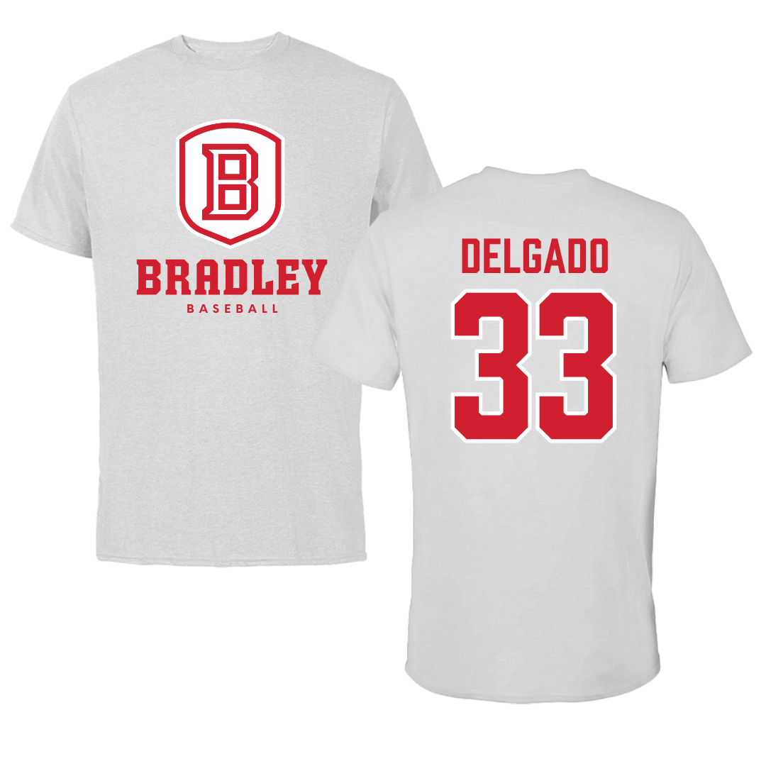 Bradley University Baseball Gray Performance Tee - #33 Logan Delgado