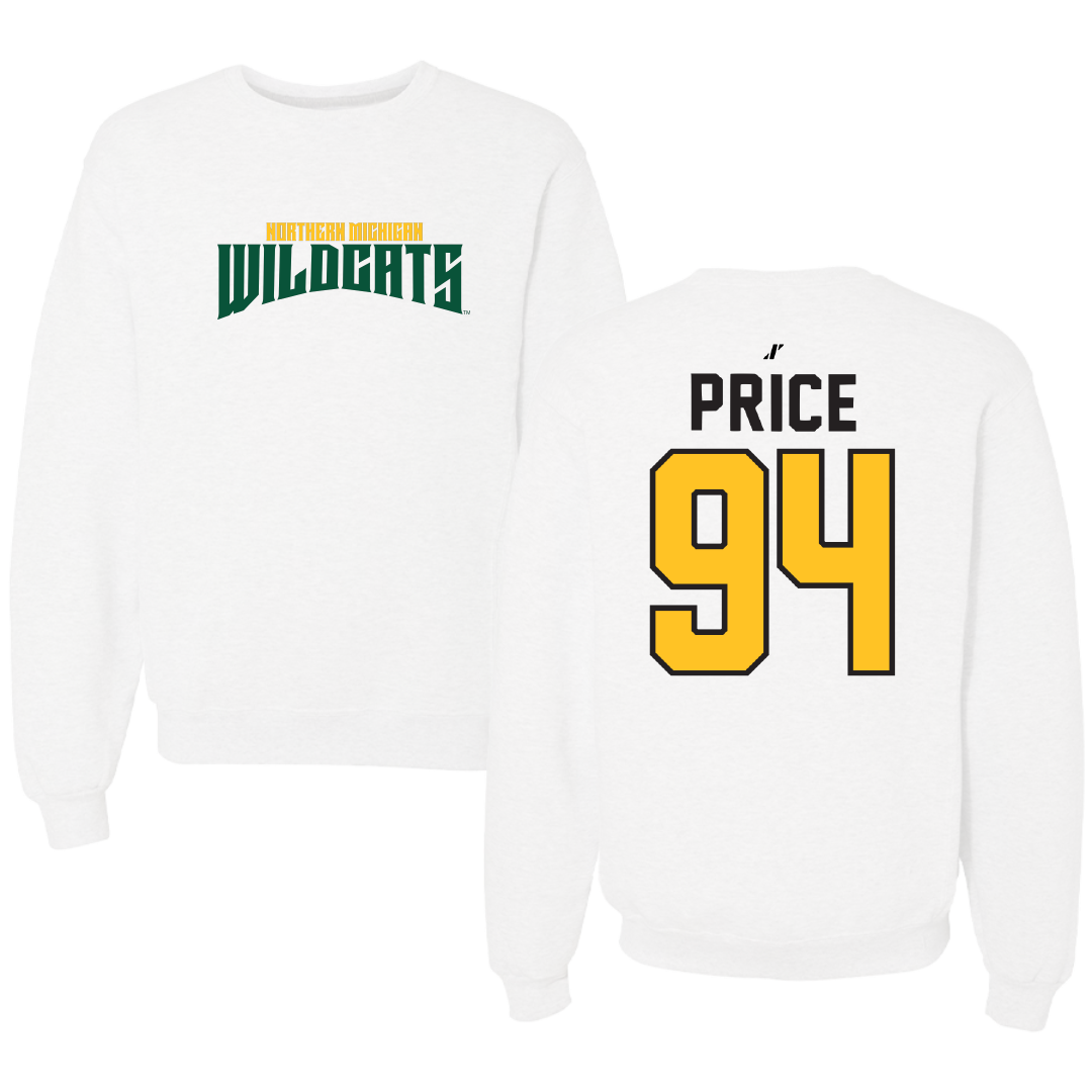 Northern Michigan University Football White Classic Crewneck - #94 Jake Price