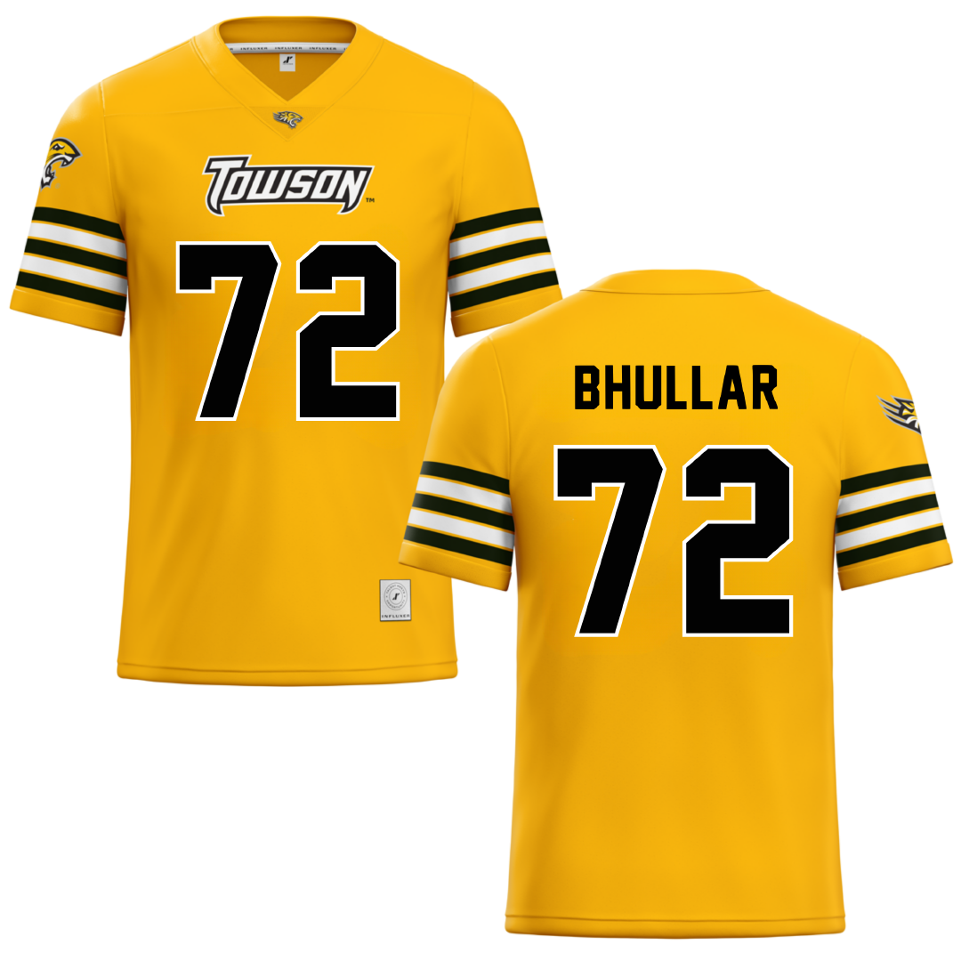 Towson University Gold Football Jersey - #72 Sahil Bhullar