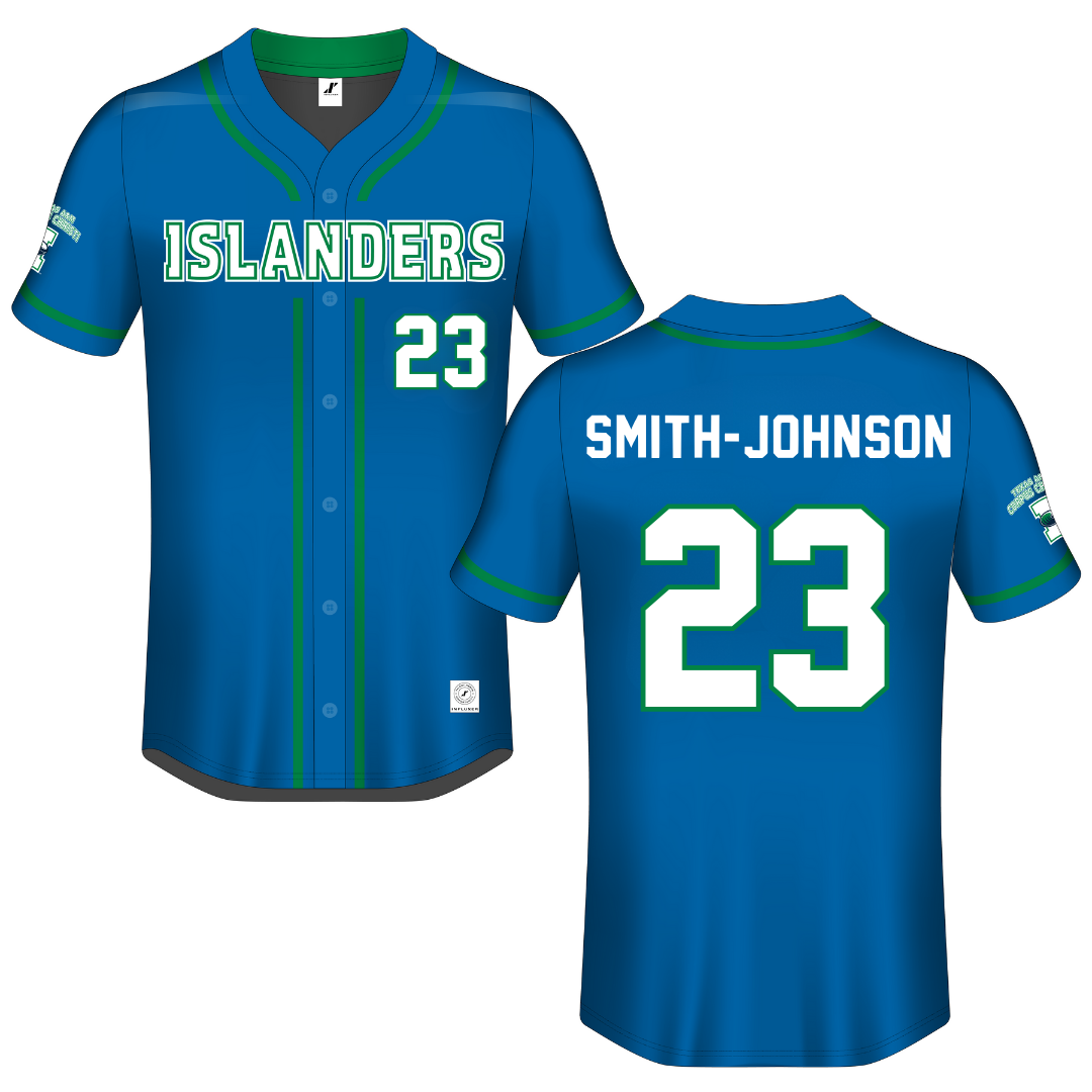 Texas A&M University-Corpus Christi Blue Button-Down Jersey - #23 Christian Smith-Johnson