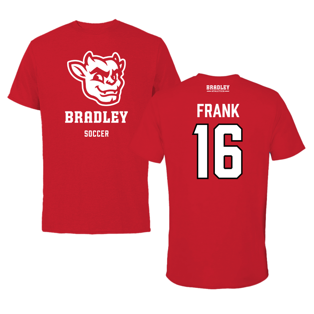 Bradley University Soccer Red Mascot Performance Tee - #16 Caden Frank