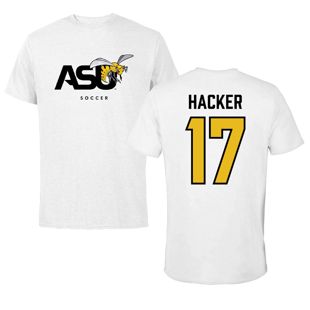 Alabama State University Soccer White ASU Performance Tee - #17 McKinley Hacker