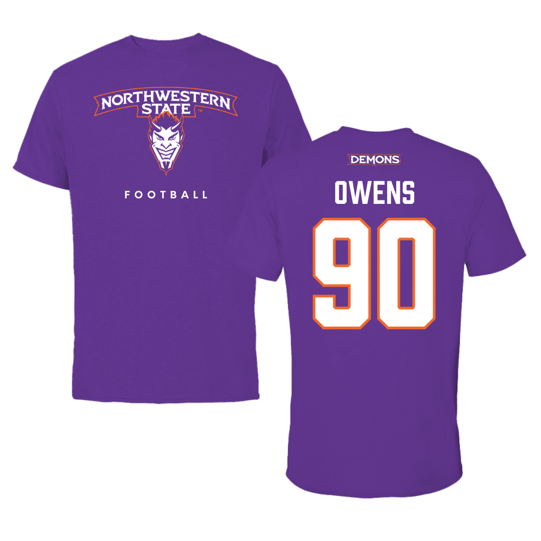 Northwestern State University Football Purple Mascot Tee - #90 Chancellor Owens