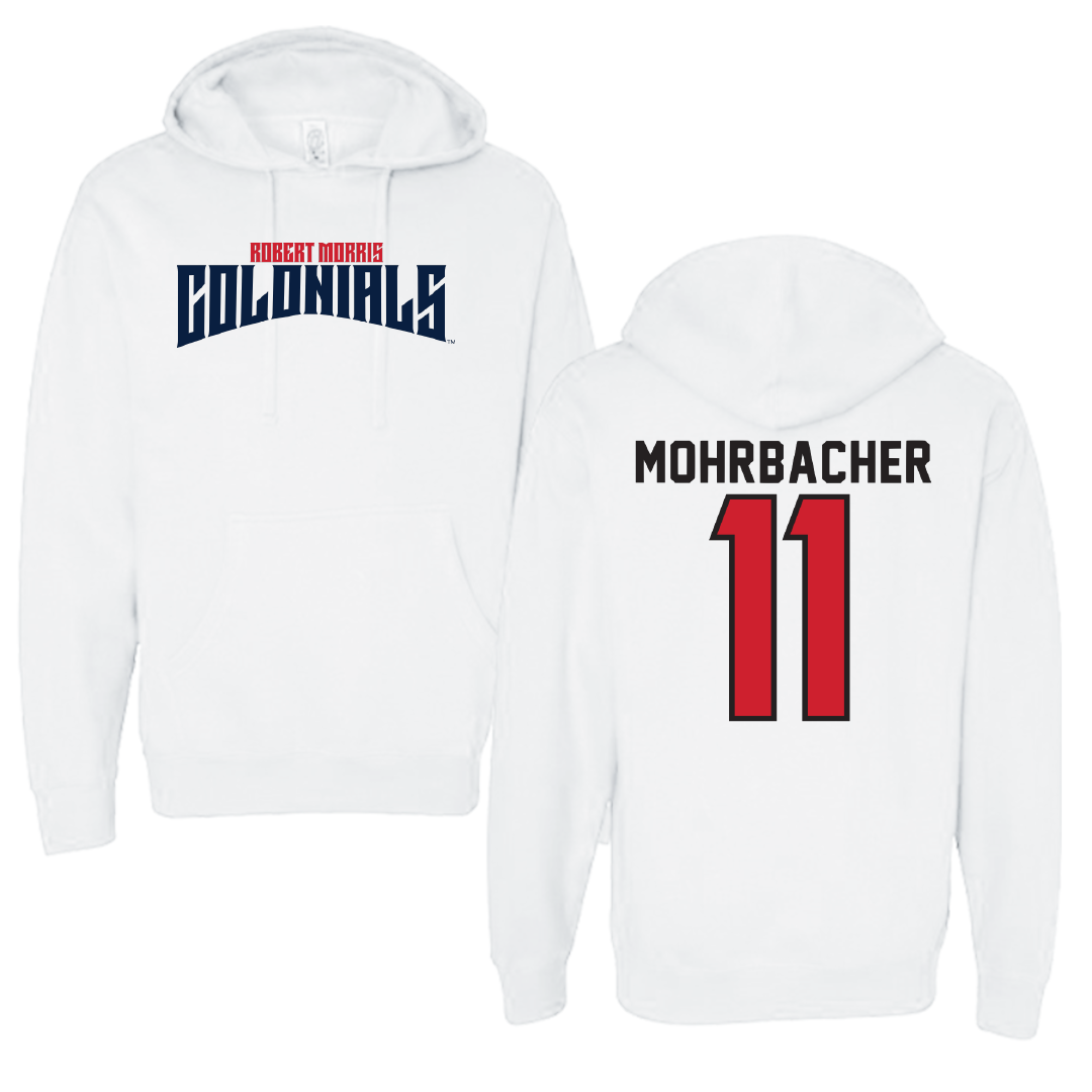Robert Morris University Soccer White Classic Hoodie - #11 Renae Mohrbacher