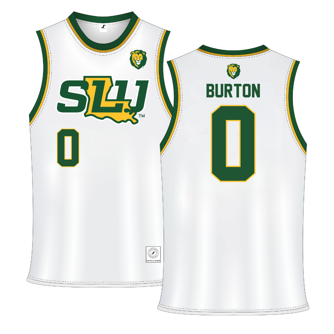 Southeastern Louisiana University White Basketball Jersey - #0 Kameron Burton