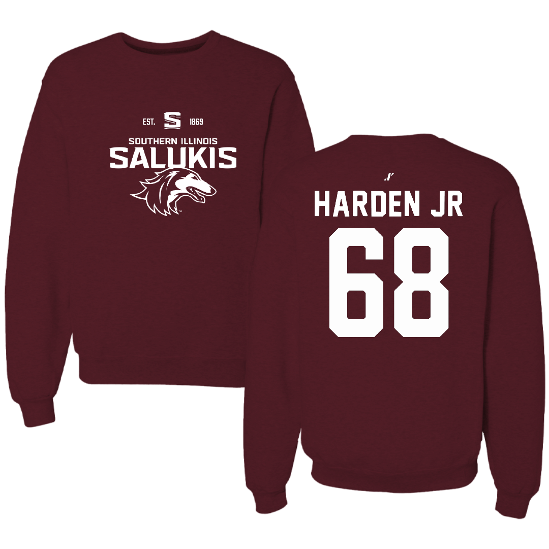 Southern Illinois University at Carbondale Football Maroon General Crewneck - #68 Derek Harden Jr