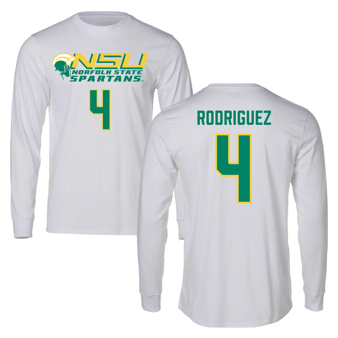 Norfolk State University Baseball White Long Sleeve - #4 Raphael Rodriguez