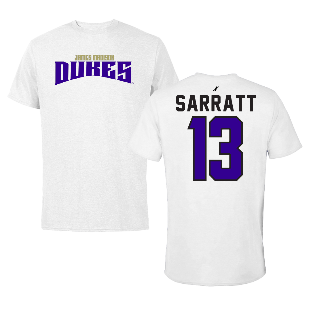 James Madison University Football White Classic Performance Tee - #13 Elijah Sarratt