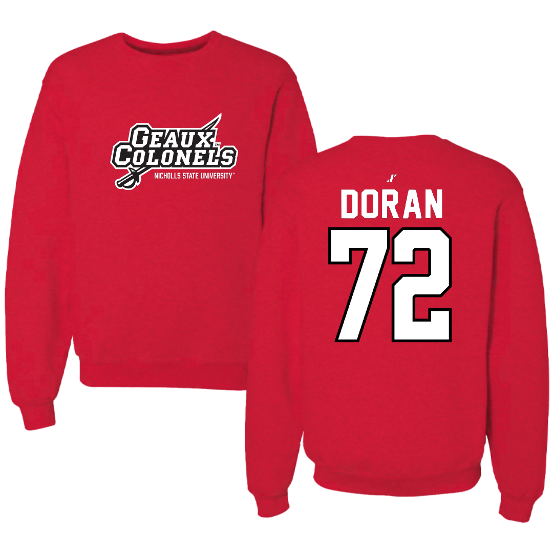 Nicholls State University Football Red General Crewneck - #72 Seth Doran