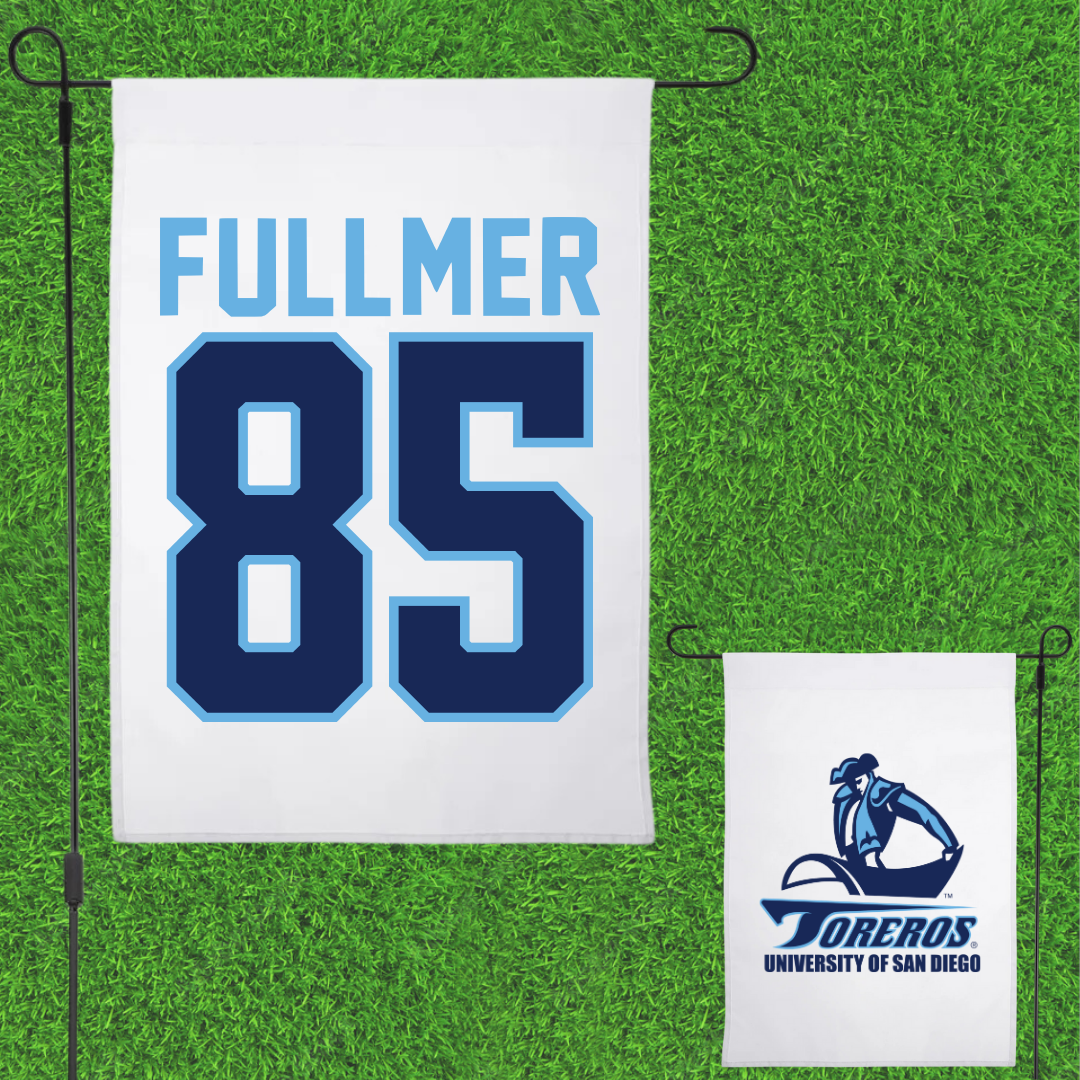 University of San Diego Football White Garden Flag - #85 Zane Fullmer