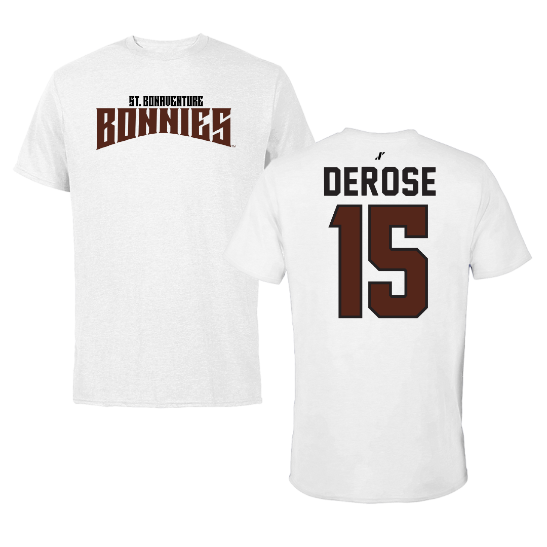 St. Bonaventure University Basketball White Classic Performance Tee - #15 Jack DeRose