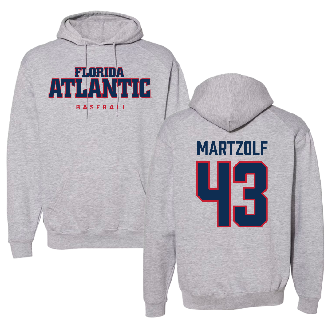 Florida Atlantic University Baseball Gray Hoodie - #43 Max Martzolf