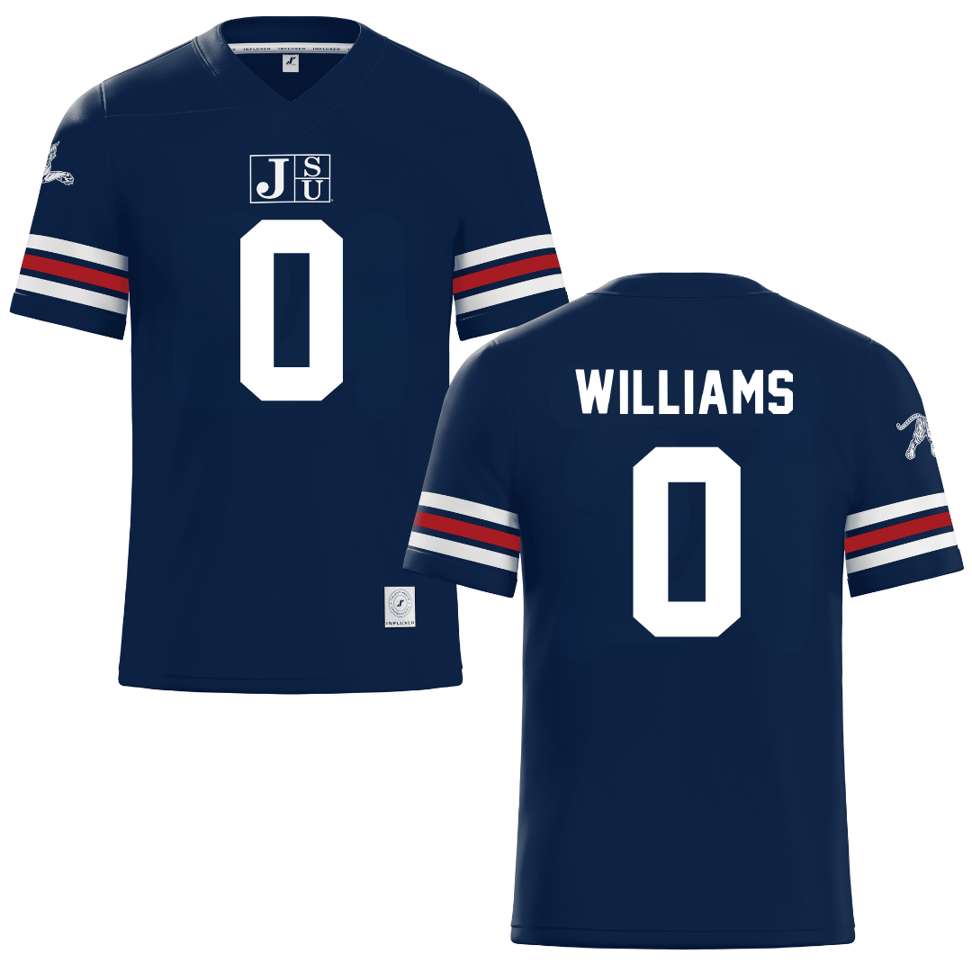 Jackson State University Navy Football Jersey - #0 Jeremiah Williams