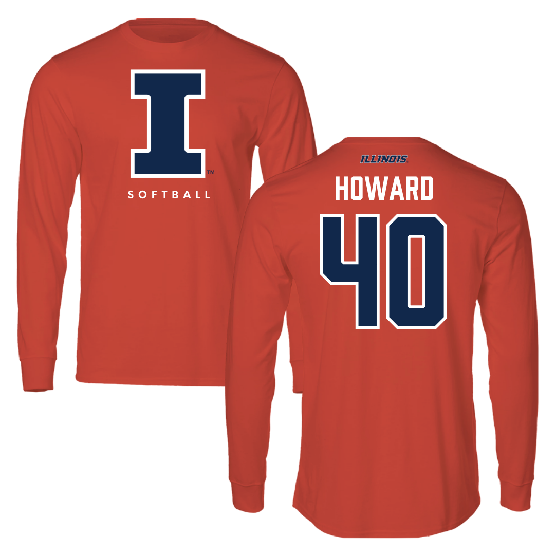 University of Illinois Softball Orange Performance Long Sleeve - #40 Zoie Howard