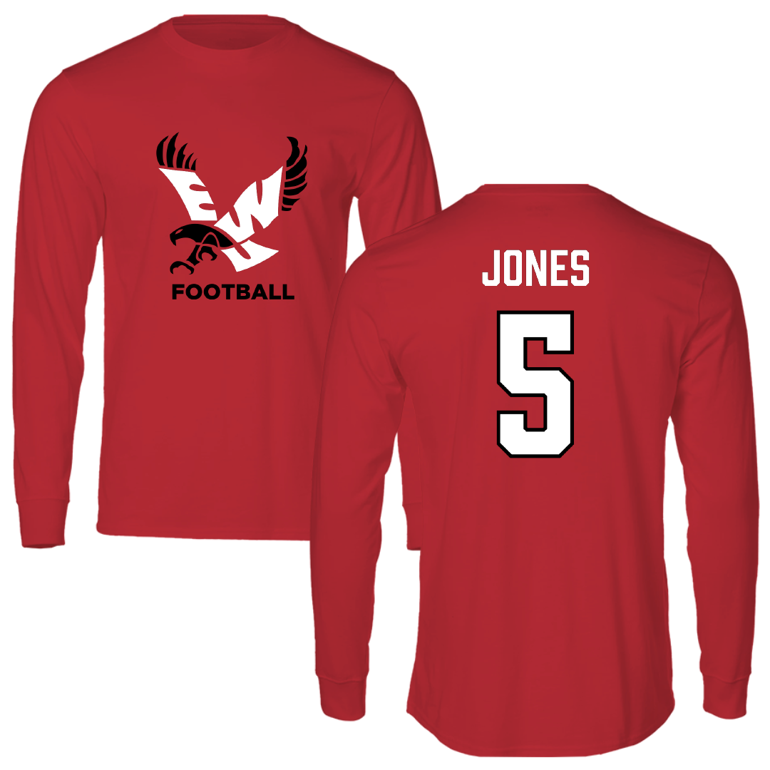 Eastern Washington University Football Red EWU Performance Long Sleeve - #5 Zion Jones