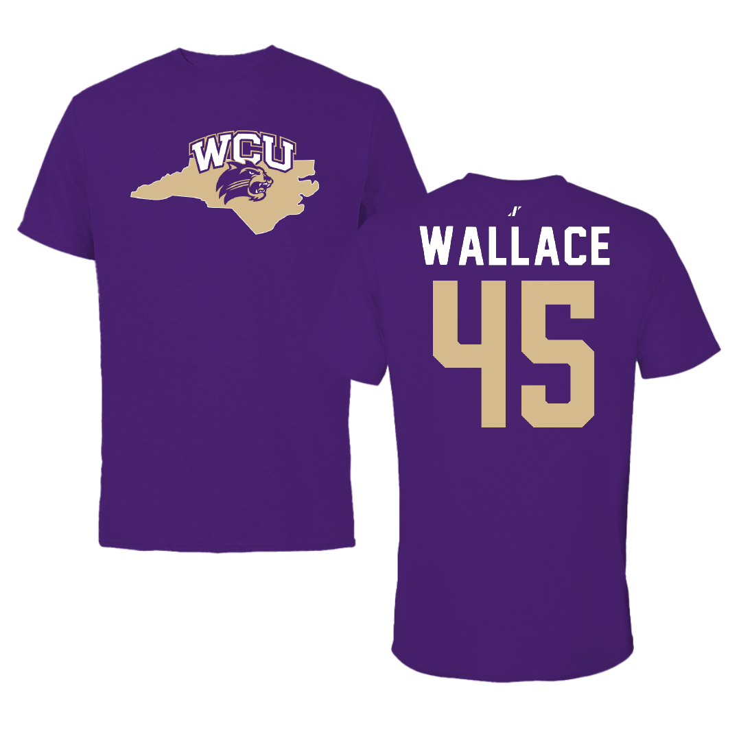 Western Carolina University Football Purple State Tee - #45 Justin Wallace