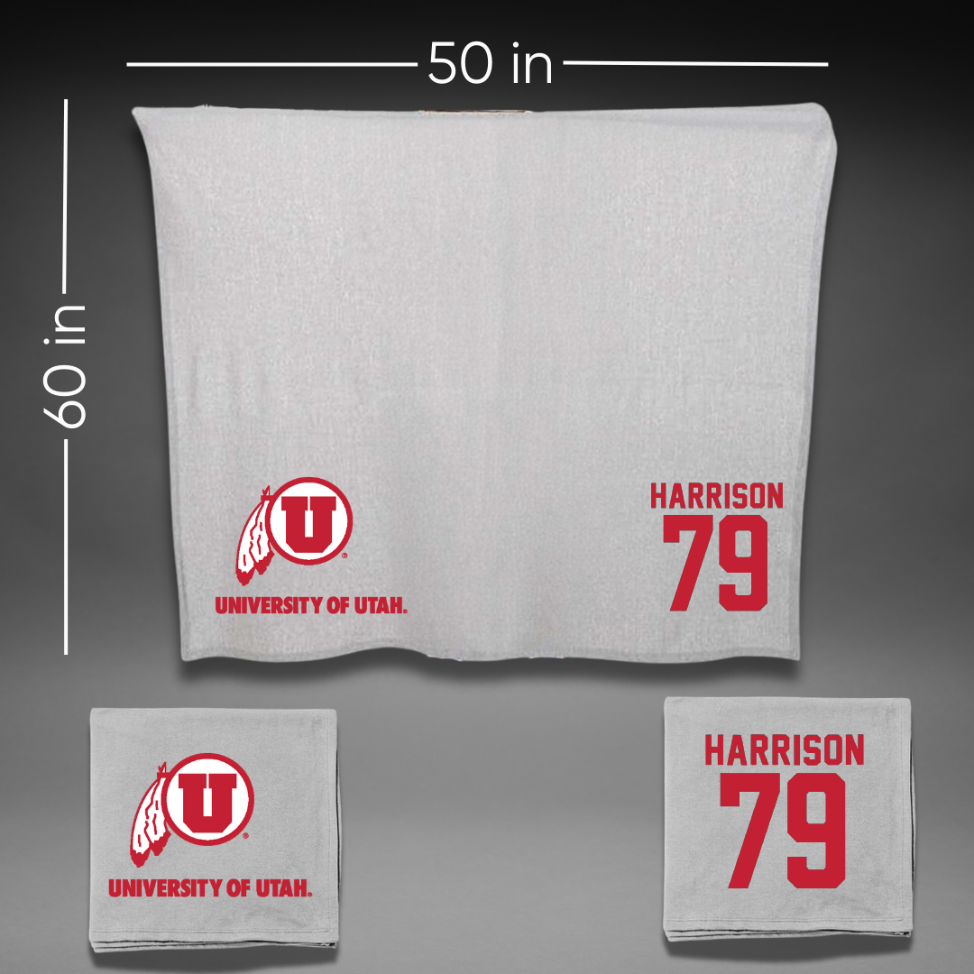 University of Utah Football Gray Blanket - #79 Alex Harrison