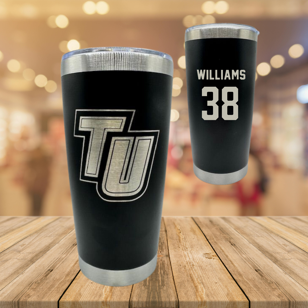 Tusculum University Football Black Stainless Steel Tumbler - #38 Jeremiah Williams