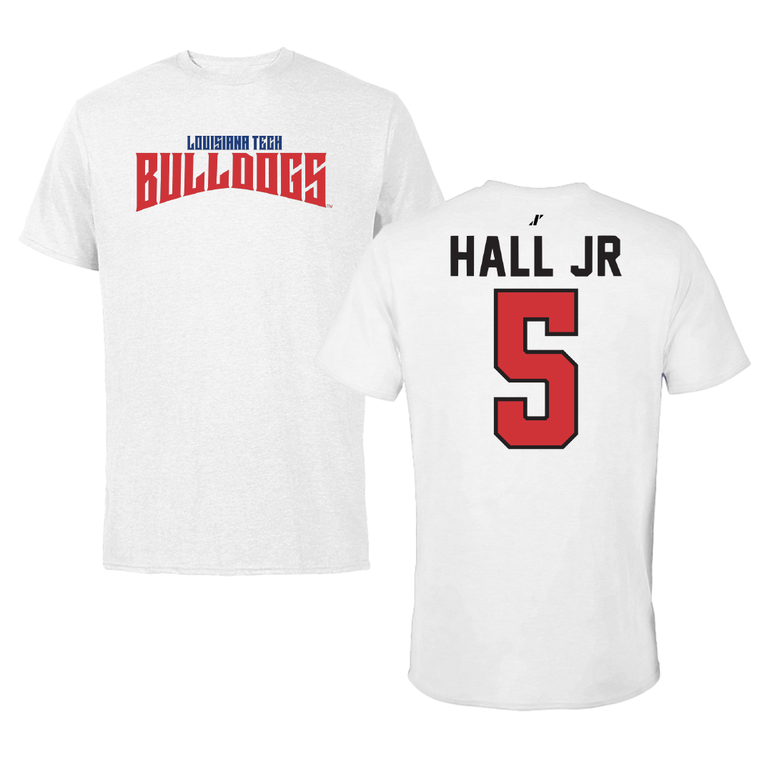 Louisiana Tech University Football White Classic Performance Tee - #5 Deshon Hall Jr
