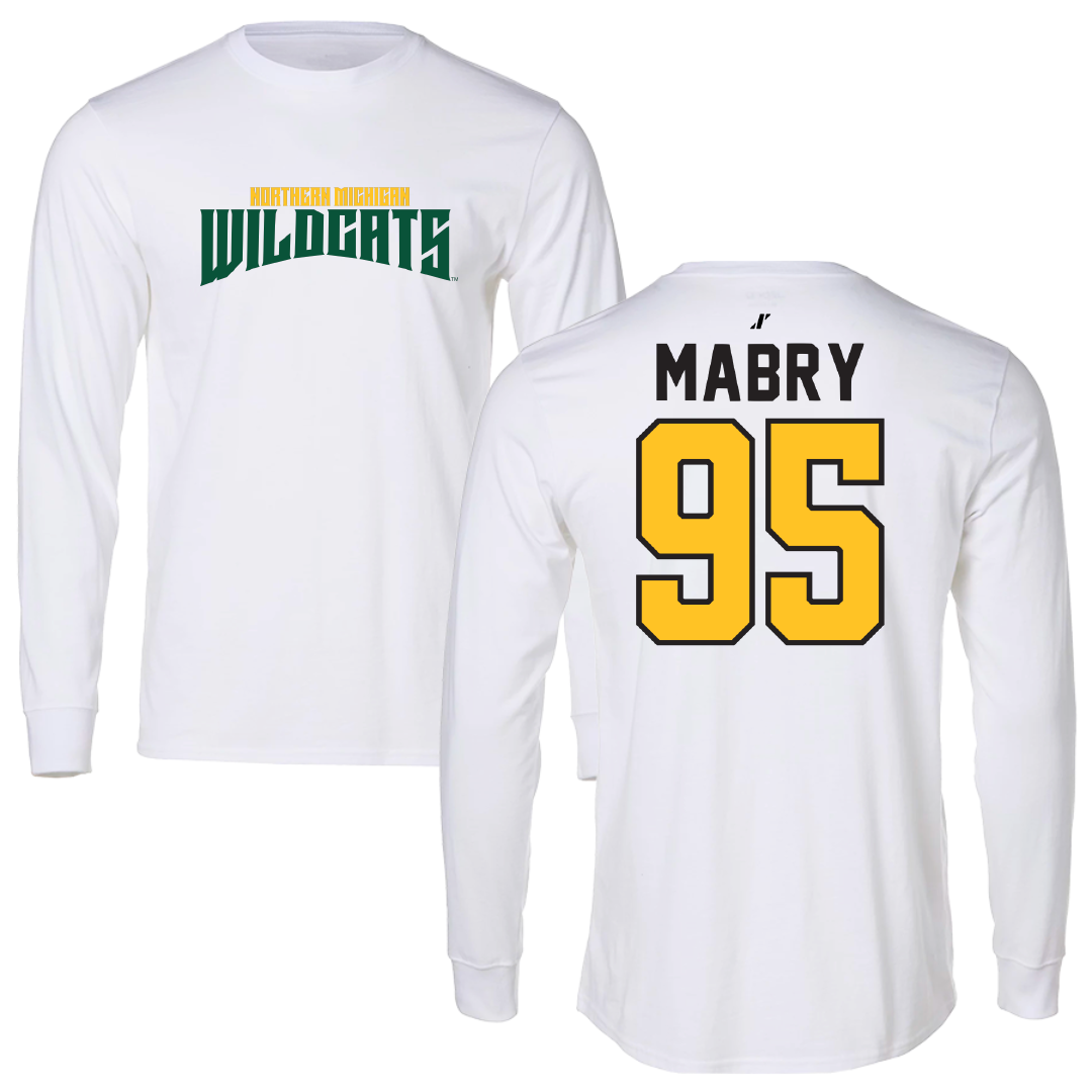 Northern Michigan University Football White Classic Long Sleeve - #95 Jhermari Mabry