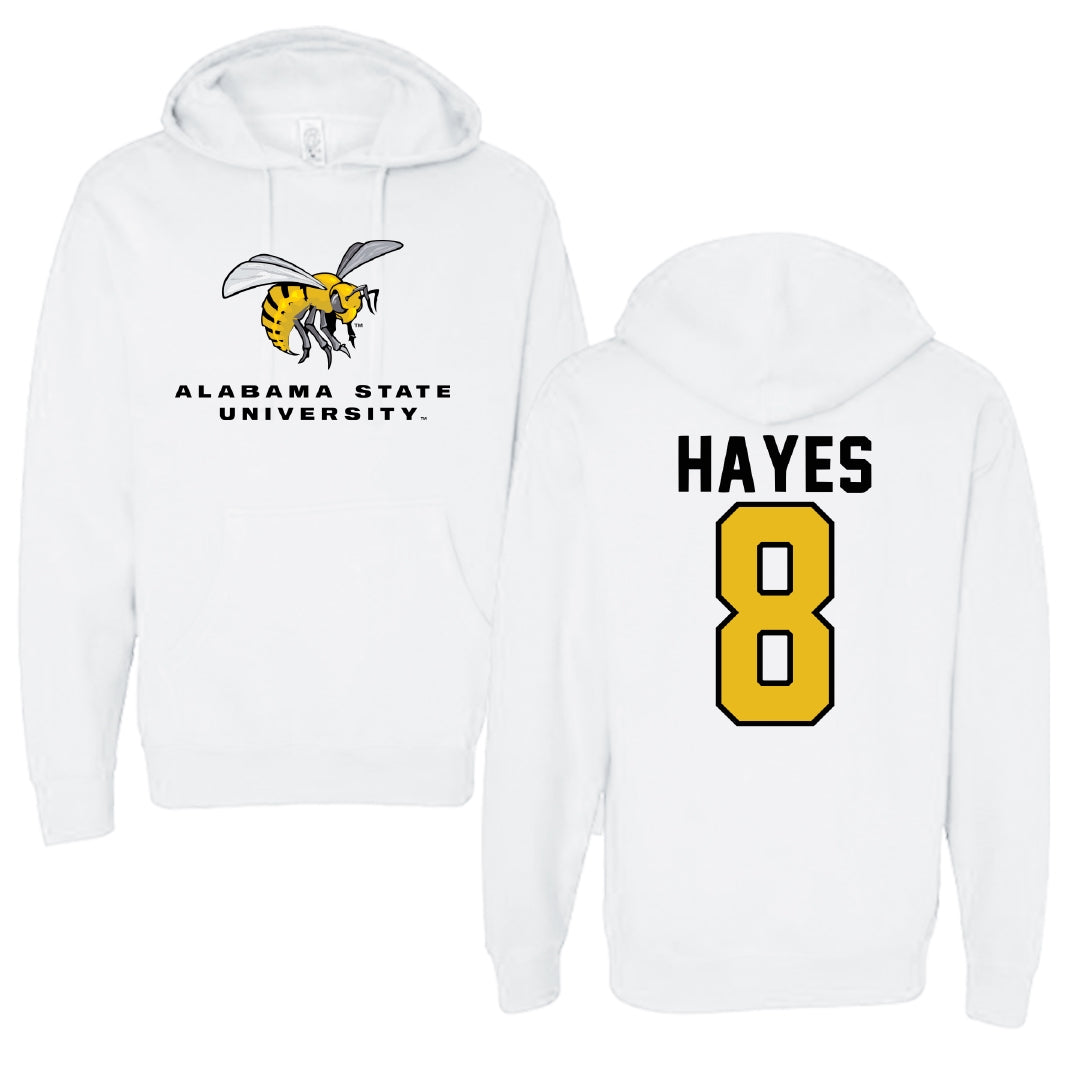 Alabama State University Football White Block Hoodie - #8 James Hayes
