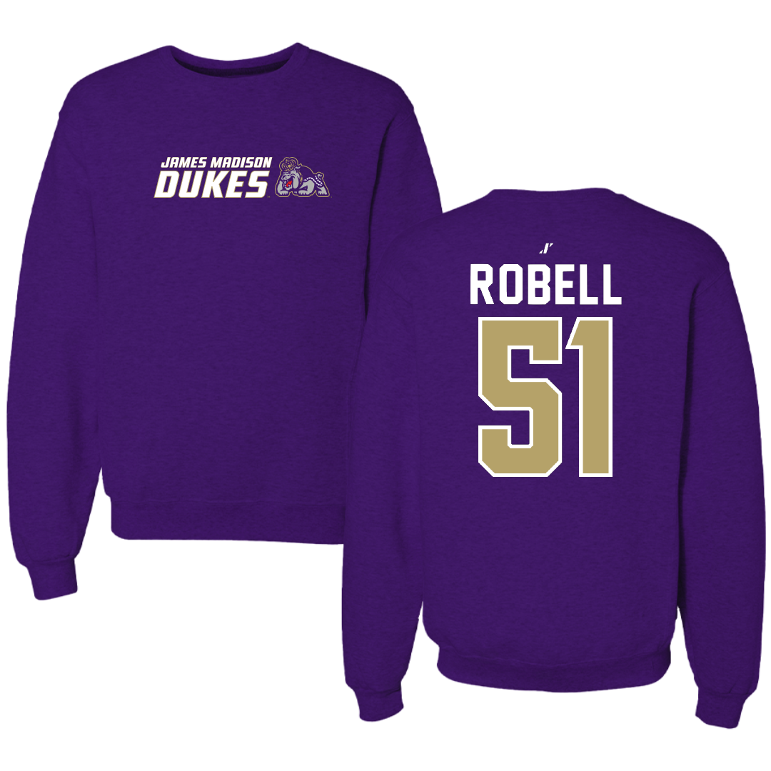 James Madison University Football Purple General Crewneck - #51 Riley Robell