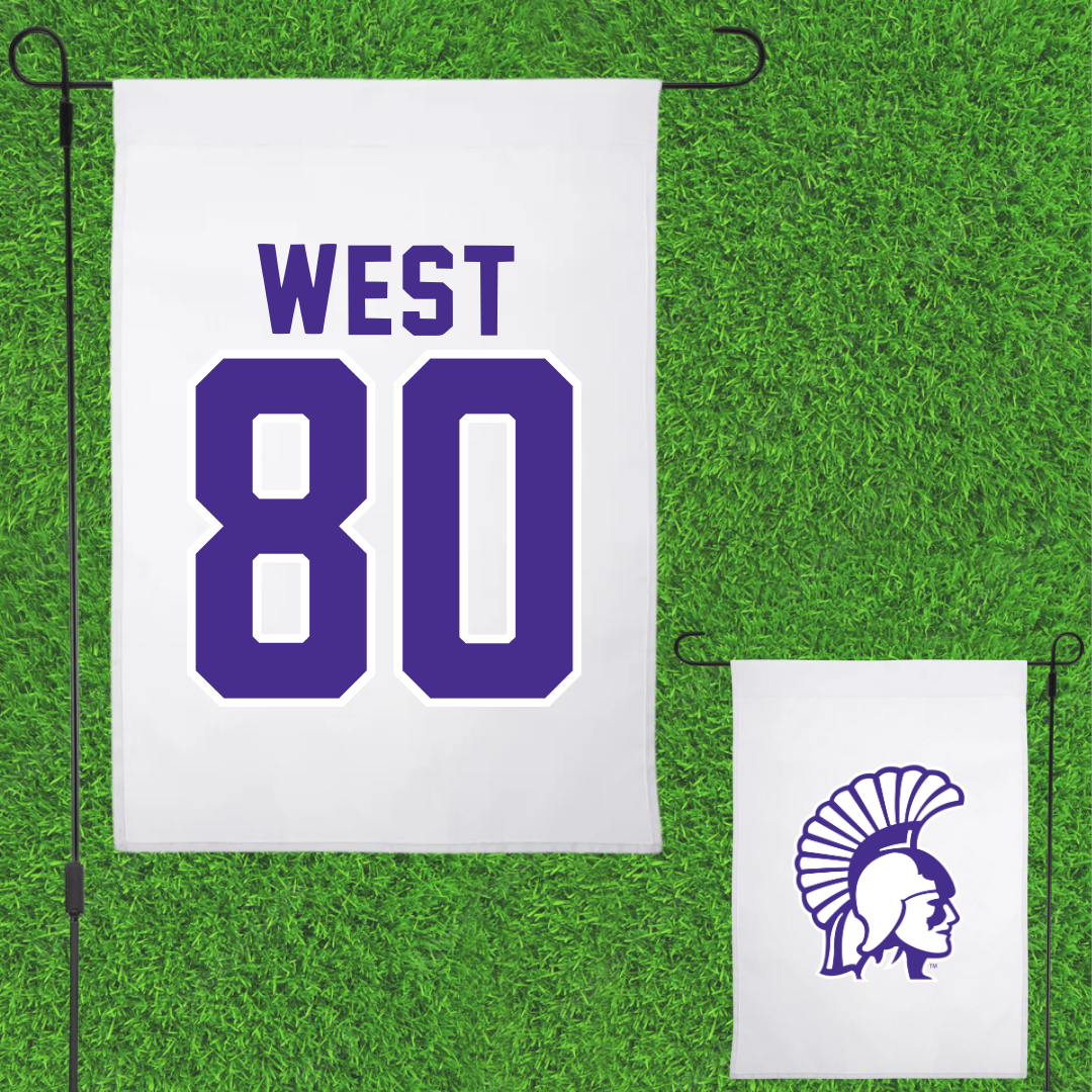 Winona State University Football White Garden Flag - #80 Jaylen West