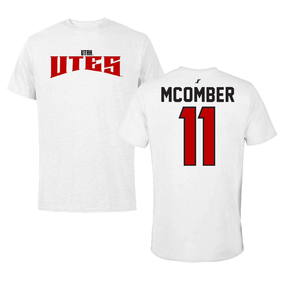 University of Utah Beach Volleyball White Classic Performance Tee - #11 Azure McOmber