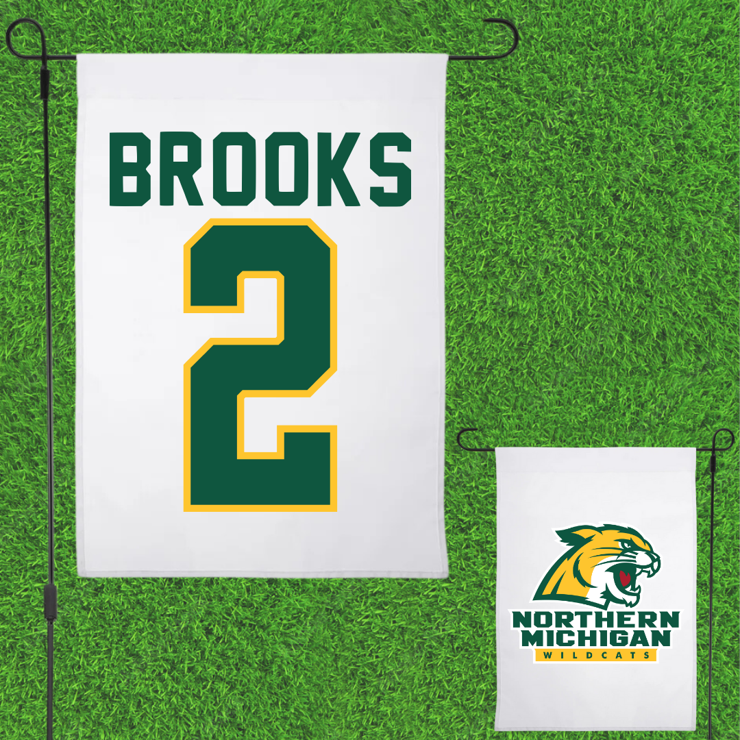 Northern Michigan University Basketball White Garden Flag - #2 Riley Brooks